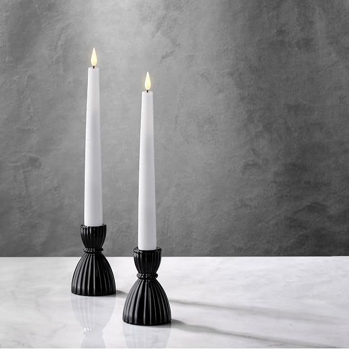 Black Candle Holder Candlestick Holders, 3.5 Inch Tall Candle Holders, Set of 2, Black Glass Tape... | Amazon (US)