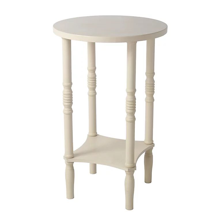 Round White Wood Carved Legs Accent Table | Kirkland's Home