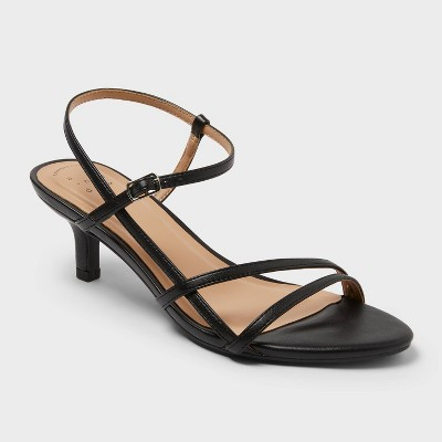 Women’s Stella Almond Toe Strappy Heels - A New Day™ Black 8.5 | Target