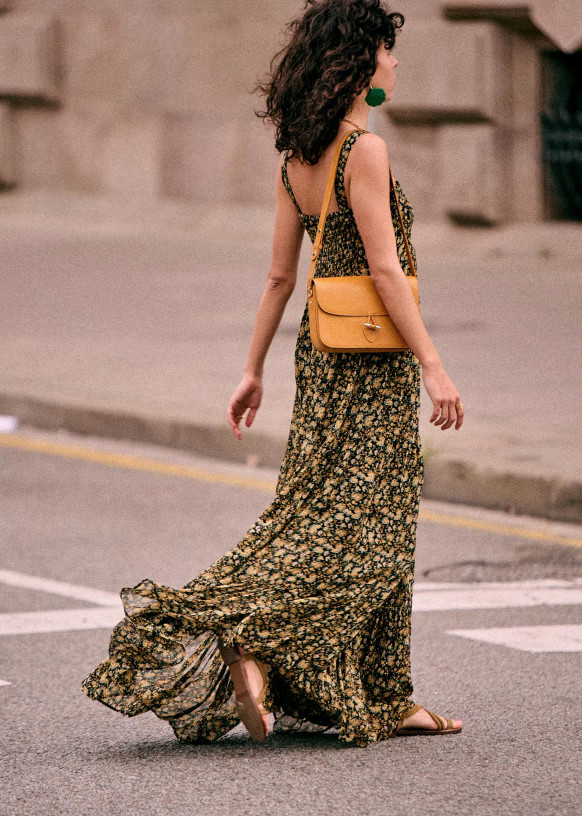 Millie Dress - Black / Yellow Blossoms - Viscose - Sézane | Sezane Paris