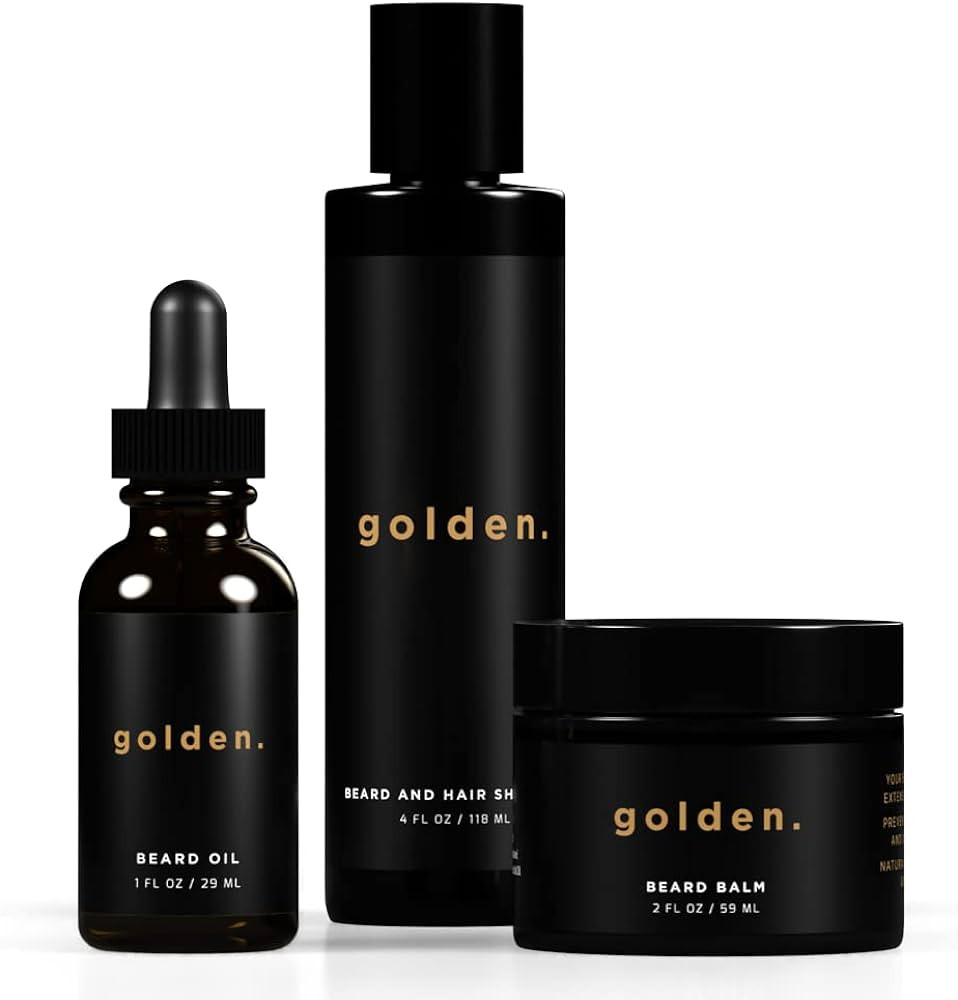 Golden Grooming Co. Beard Kit Bundle: Complete Beard Care - Christmas Gift for Men - Beard Oil, B... | Amazon (US)