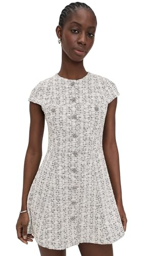 alice + olivia Women's Shiloh Button Front Mini Dress, Black/Off White, 10 | Amazon (US)