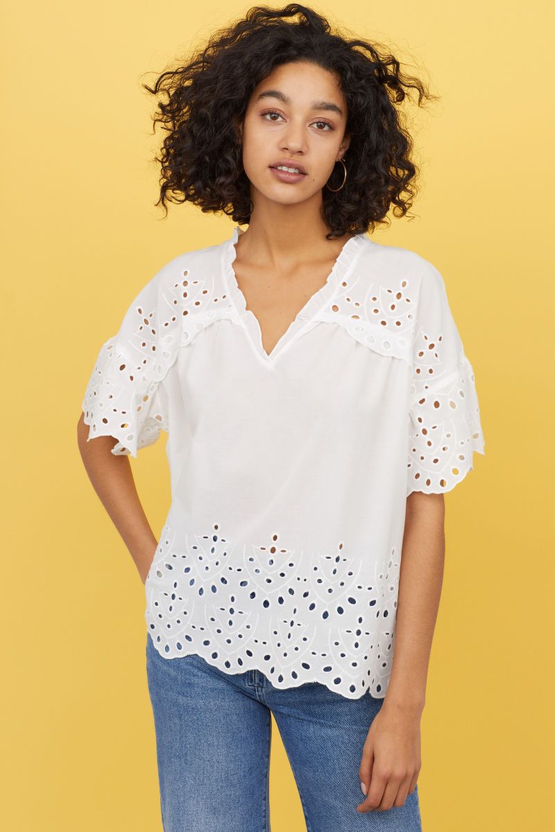 H&M Blouse with Eyelet Embroidery $34.99 | H&M (US)