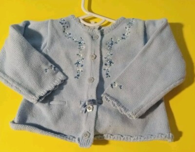 Carters Baby Girl Cardigan Sweater Blue size 6 months . Embroidery Flowers. Nice  | eBay | eBay US