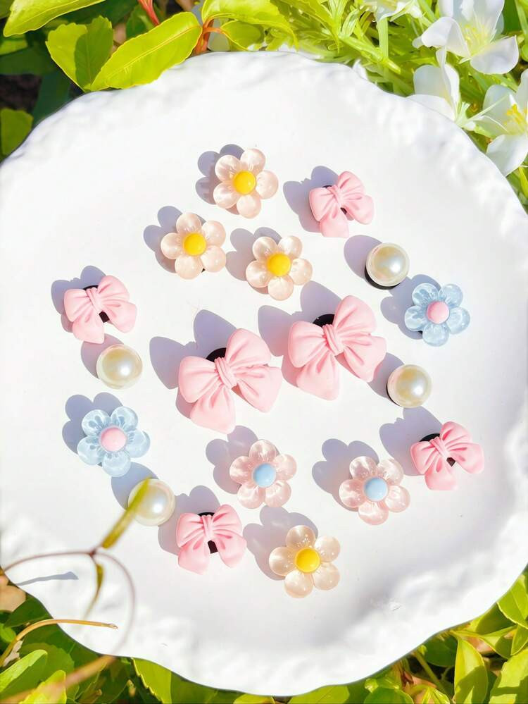 18pcs Multi-Color Shoe Decorations (Flowers, Bows) Suitable For Women's Shoes, Sandals, Slippers, Garden Shoes DIY Accessories, Ideal Birthday, Holiday, Party Gift | SHEIN