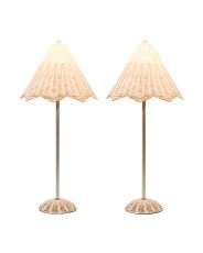 Lillian August Set Of 2 Scalloped Rattan Table Lamps | TJ Maxx