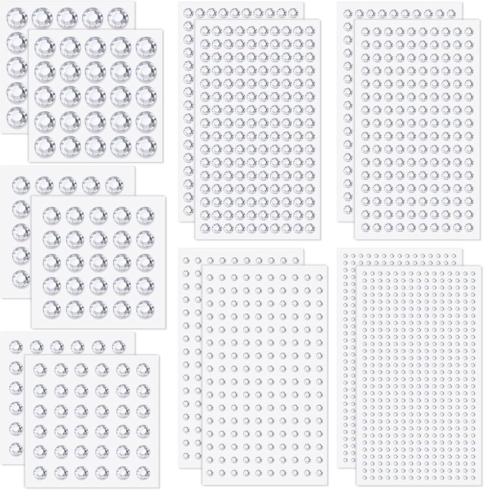 2032 Pieces Self Adhesive Face Gems Stick on, Cridoz Hair Gems Rhinestones Stickers Bling Jewels ... | Amazon (US)