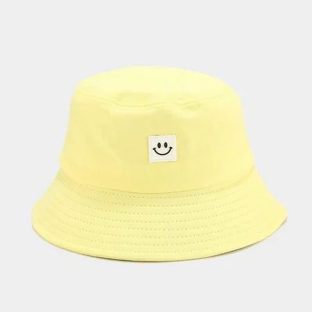 Chicuu Bucket Hat Smiley Face Sun Hat Hip Pop Casual Beach Outdoor Cap for Men Women Yellow | Walmart (US)