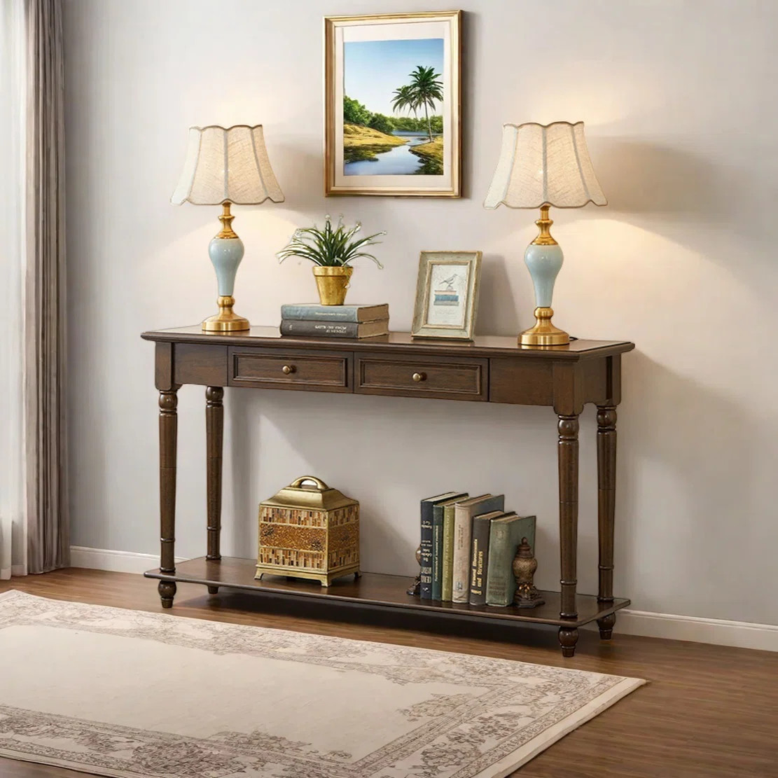 American Rustic Style Solid Wood Console Table | Wayfair North America