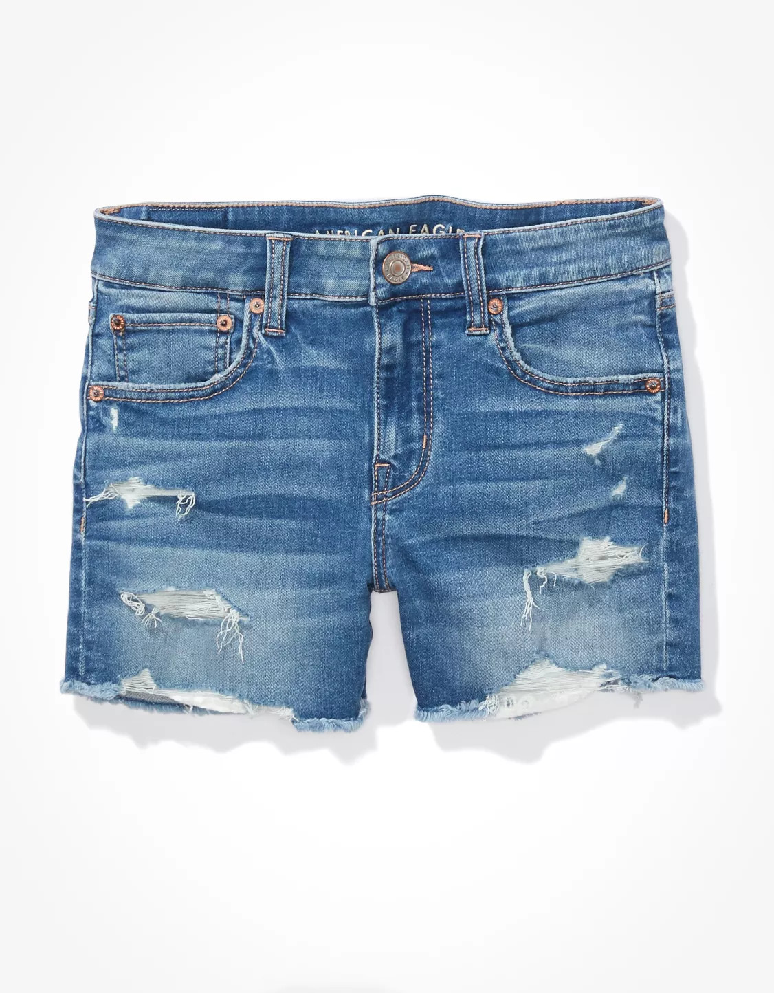 AE Ne(x)t Level Denim Midi Short | American Eagle Outfitters (US & CA)