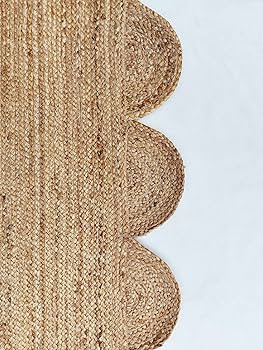 Scalloped Natural Jute Area Rug, Natural Color (2'6"X8') | Amazon (US)