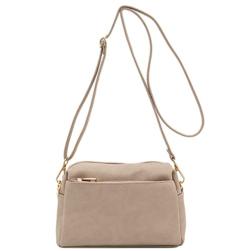 FashionPuzzle Triple Zip Small Crossbody Bag (Beige Brick): Handbags: Amazon.com | Amazon (US)
