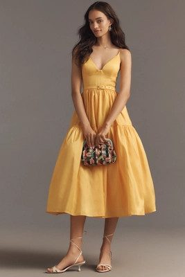 Hutch Atherton Sleeveless V-Neck Belted Midi Dress | Anthropologie (US)