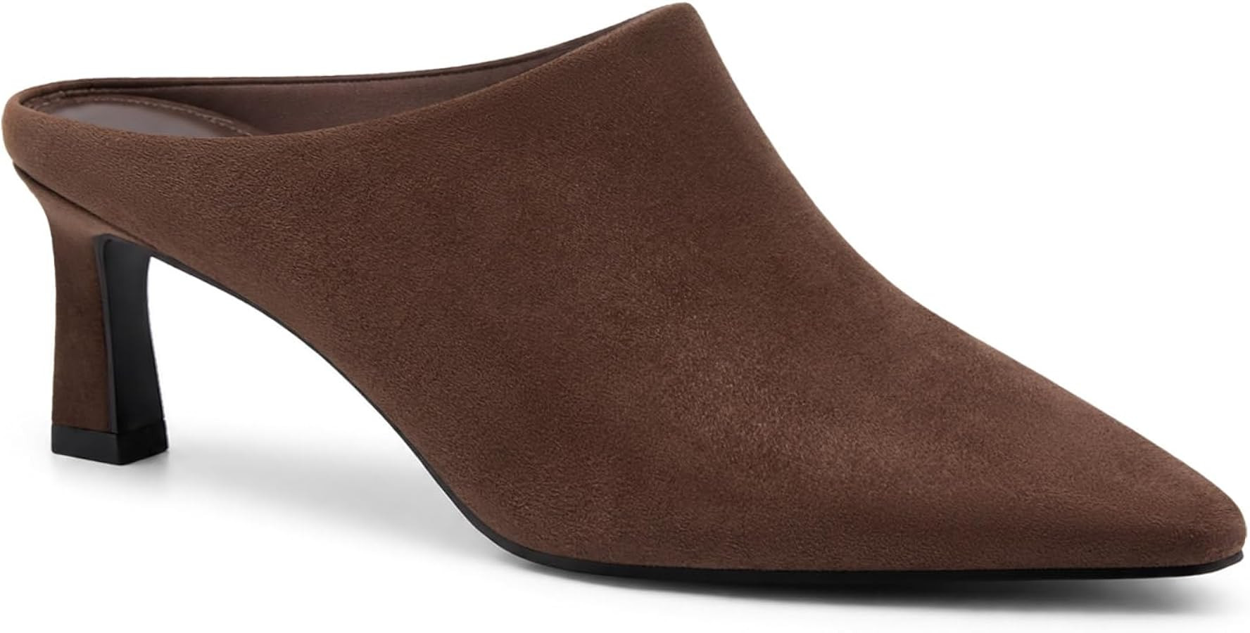 Coutgo Womens Kitten Heels Mules Closed Pointed Toe Pumps Slip On Suede Work Dress Shoes | Amazon (US)