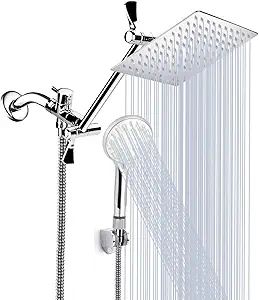 10 Inch High Pressure Rainfall Shower Head/Handheld Shower Combo with 11 Inch Extension Arm, 9 Se... | Amazon (US)