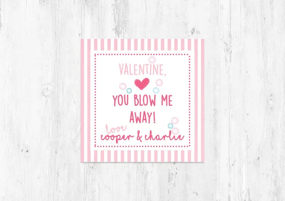 Bubbles Valentines Tags for Girls | You Blow me Away | Printed Set or Digital File | Etsy (US)