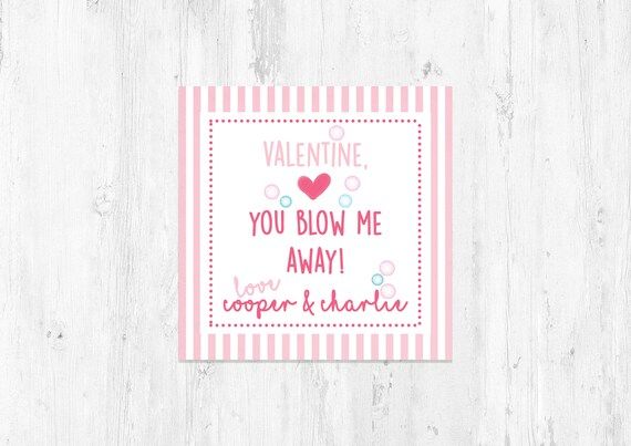 Bubbles Valentines Tags for Girls | You Blow me Away | Printed Set or Digital File | Etsy (US)