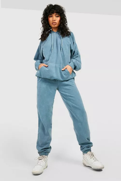 Teal Overdyed Marl Hooded Tracksuit | Boohoo.com (US & CA)