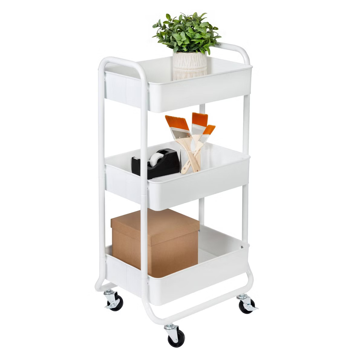 Honey-Can-Do 3 Tier White Metal Rolling Cart | Target