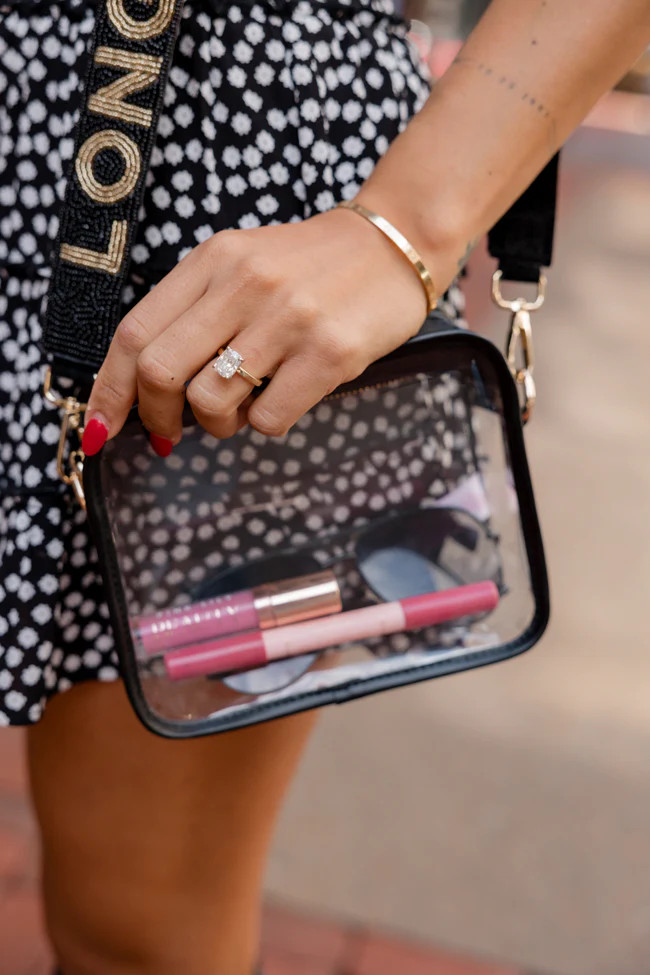 Black Leather Clear Bag | Pink Lily