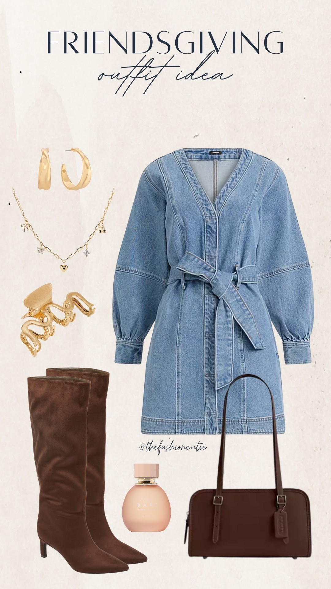 Obsessed with this denim dress and tall boot combo for Friendsgiving! It’s giving cozy meets cute, perfect for that fall dinner party vibe. Just add a soft fragrance and dainty gold jewelry.

#LTKStyleTip #LTKFindsUnder100 #LTKShoeCrush