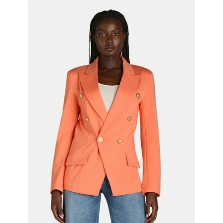 Attitude Unknown Women s Double Breasted Blazer with Metallic Buttons Sizes XS-XXL | Walmart (US)