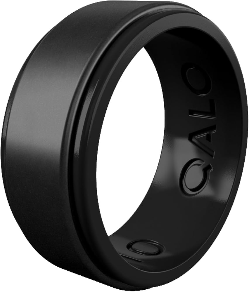QALO Men's Rubber Silicone Ring, Polished Step Edge Rubber Wedding Band, Breathable, Durable Rubb... | Amazon (US)