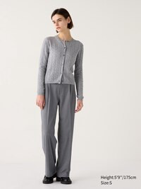 Women's Cable Crew Neck Cardigan | UNIQLO UK | UNIQLO (UK)