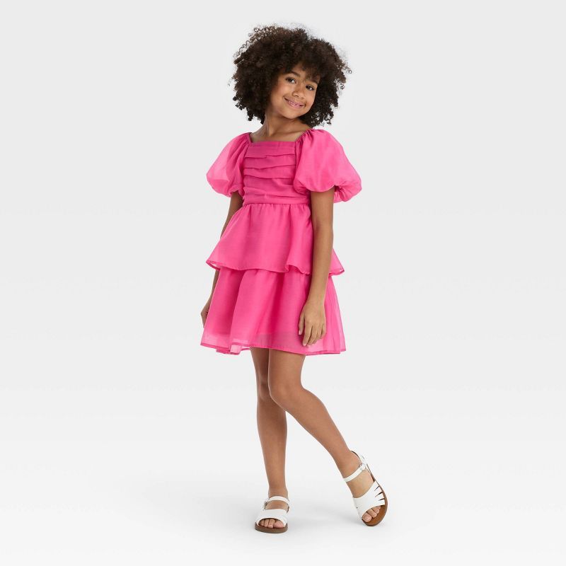 Girls' Bubble Sleeve Mini Dress - Cat & Jack™ Pink XL | Target