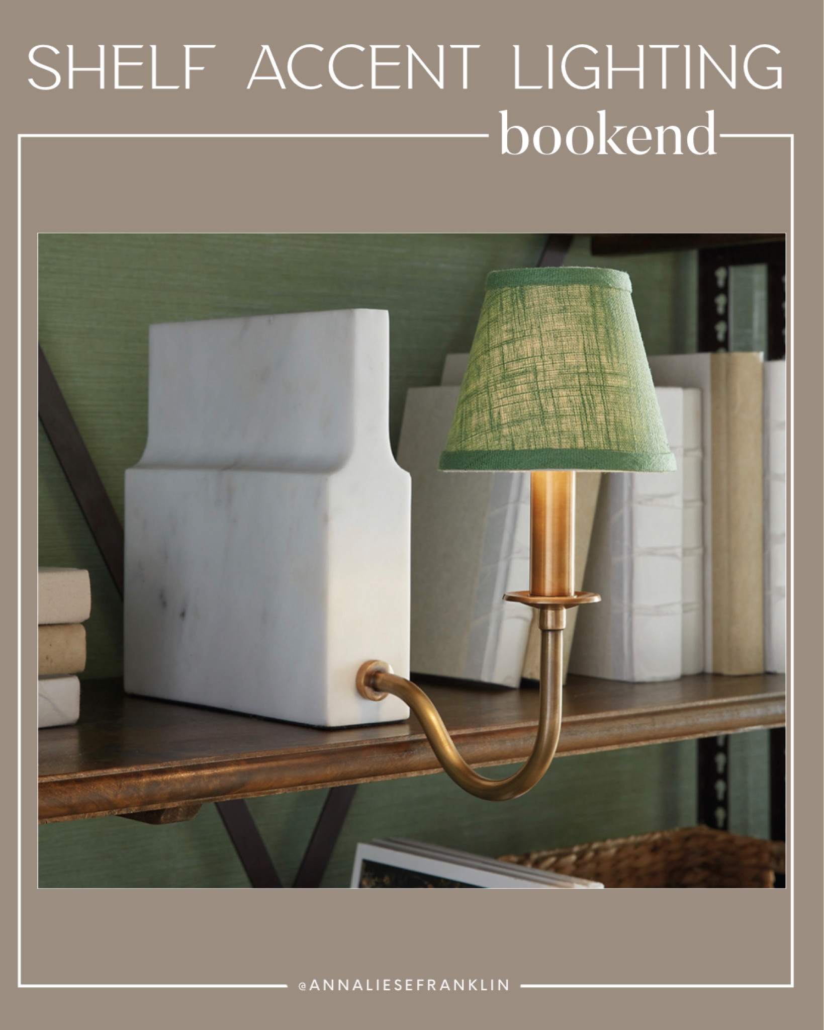 Home decor • traditional home decor • accent lighting • shelf decor • shelf styling • lamp shade • marble and brass light fixture • bookshelf light • Ballard design • Swan neck lamp • antique brass lamp • antique brass candle arm light • task light • 

#LTKstyletip #LTKsalealert #LTKhome