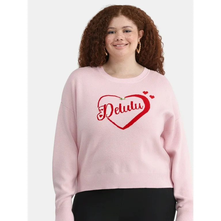 No Boundaries Conversational Pullover, Midweight, Women's Plus - Walmart.com | Walmart (US)