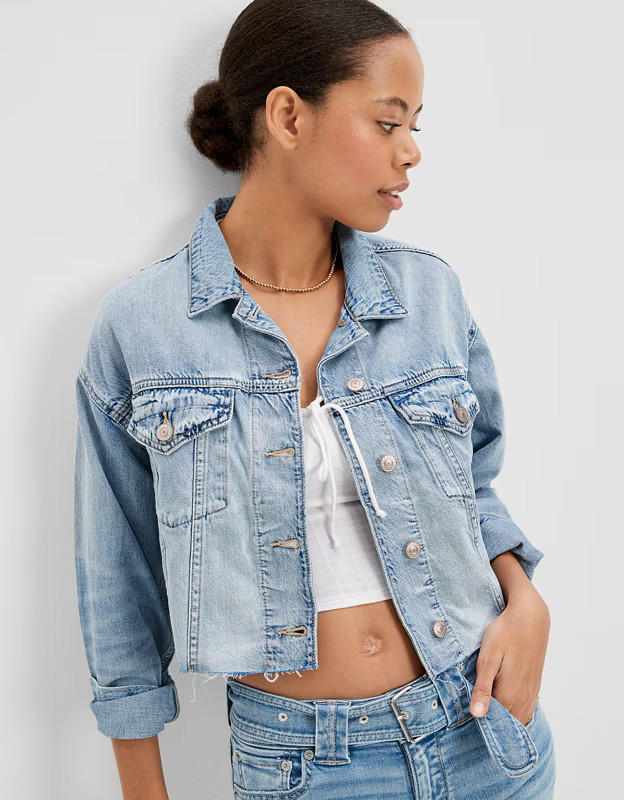 AE Cropped Denim Jacket | American Eagle Outfitters (US & CA)