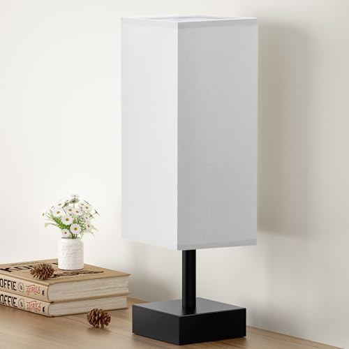 aooshine Gray Small Bedside Lamp for Bedroom - Minimalist Nightstand Lamp with Silver Base | Amazon (US)