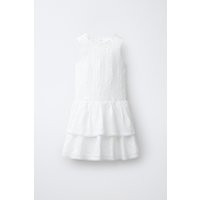 Zara - Embroidered Floral Ruffled Dress - White - 9-10 Years (55,1 Inches) - Kids | Zara US