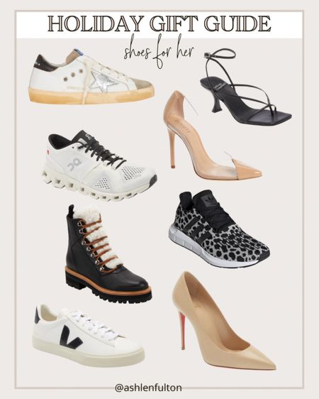 Holiday gift guide, shoes for her, Christmas gift ideas, gifts for her, shoes for her, heels, golden goose sneakers, Christian Louboutin heels, running shoes, workout shoes 

#LTKGiftGuide #LTKshoecrush #LTKHoliday