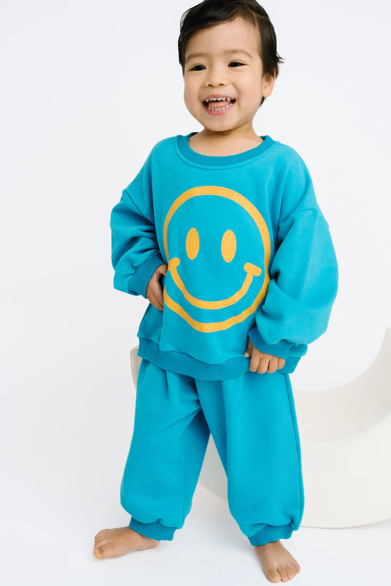 Electric Blue Happy Sweatsuit | Little One Shop Co