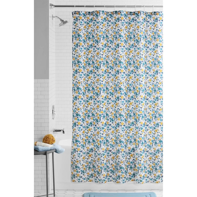Mainstays Multi Ditsy Floral Fabric Shower Curtain, 72" x 72" | Walmart (US)