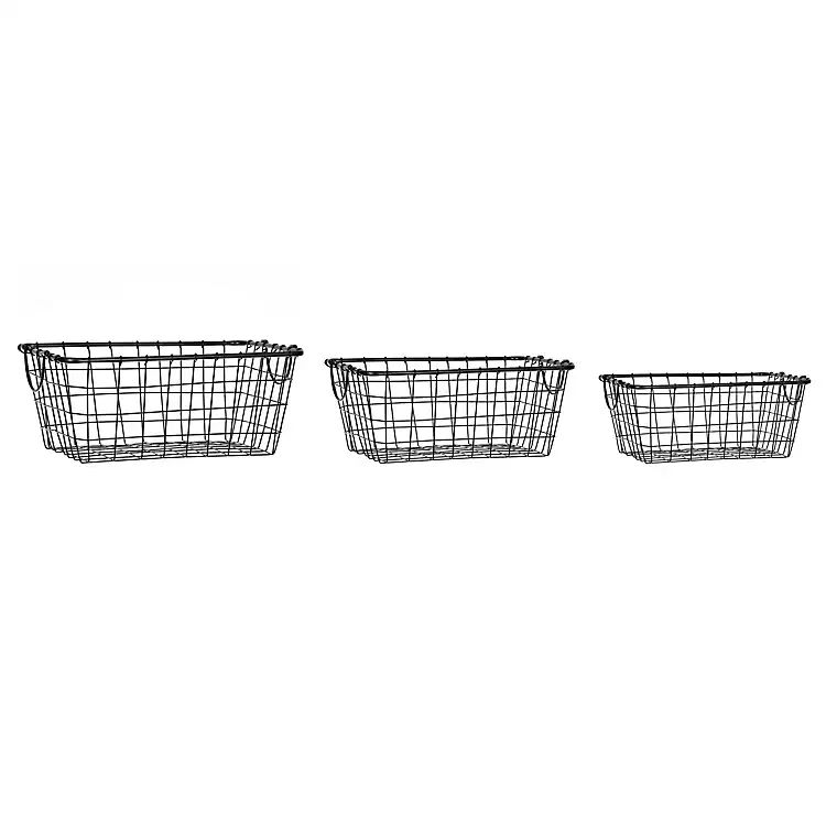 Black Metal Wire Baskets, Set of 3 | Kirkland's Home