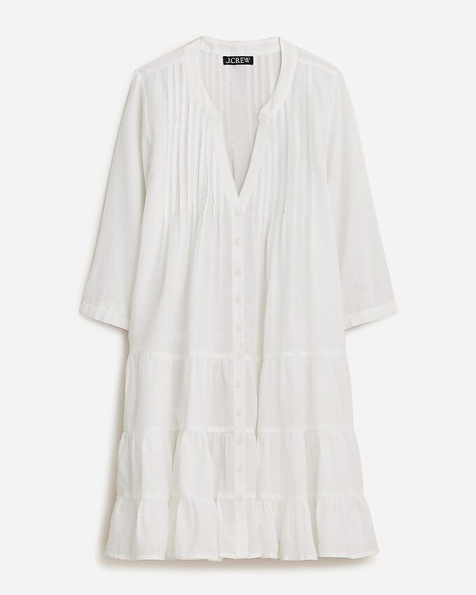Button-front tiered cover-up dress in cotton voile | J.Crew US