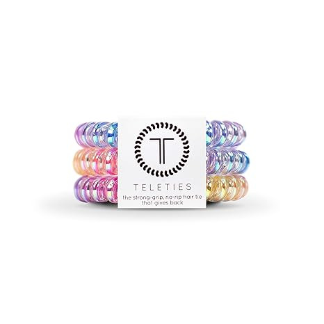 TELETIES - Spiral Hair Coils - Ponytail Holder Hair Ties for Women - Phone Cord Hair Ties - Stron... | Amazon (US)