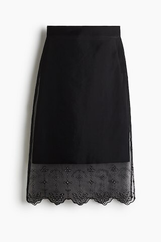 H & M - Broderie anglaise organza skirt - Black | H&M (UK, MY, IN, SG, PH, TW, HK)
