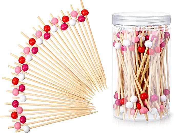 120 Pieces Cocktail Picks Set Beads Bamboo Toothpicks Sturdy Long Wood Handmade Sticks Party Supp... | Amazon (US)