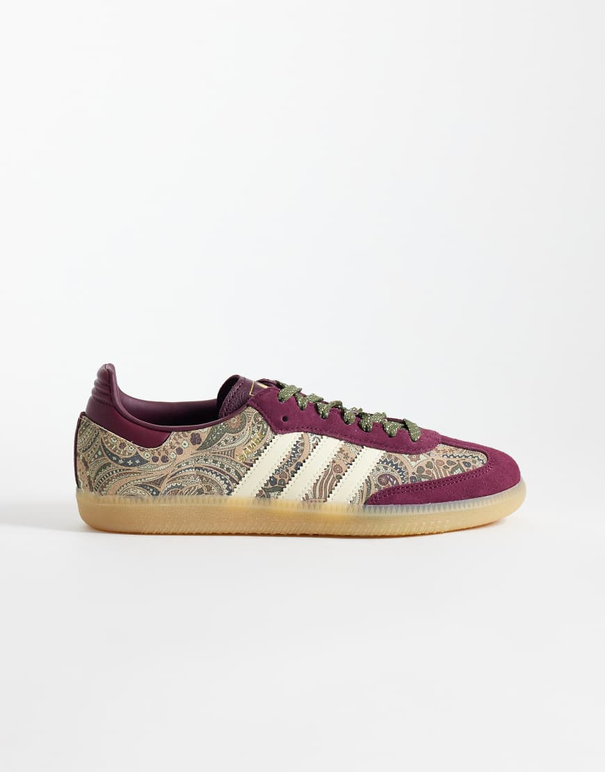 adidas Originals Samba x Liberty OG sneakers in burgundy paisley print-Red | ASOS (Global)
