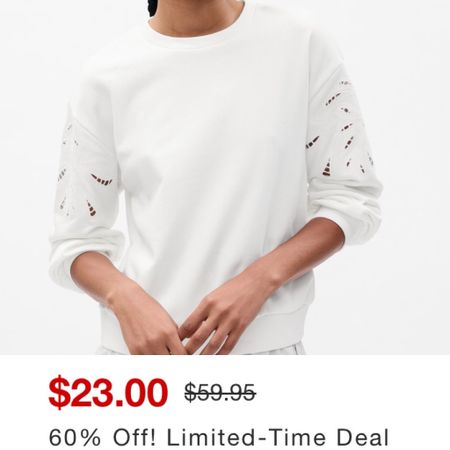 Gap eyelet sleeve sweatshirt on sale 
Under $25


#LTKsalealert #LTKfindsunder50 #LTKstyletip