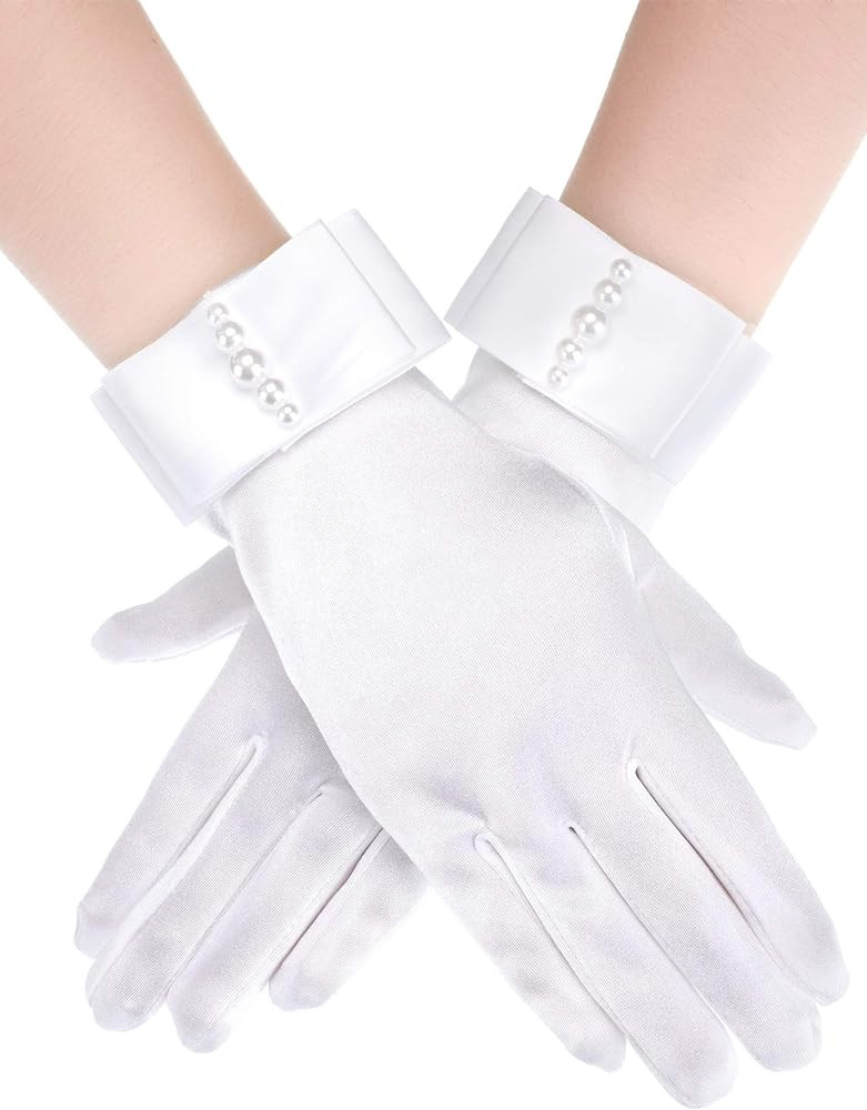 White Satin Gloves for Women Short Bridal Satin Gloves Wedding Banquet Opera Gloves for Dance Dre... | Amazon (US)