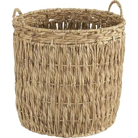 Tall Round Wicker Storage Basket | Brown Water Hyacinth | Walmart (US)