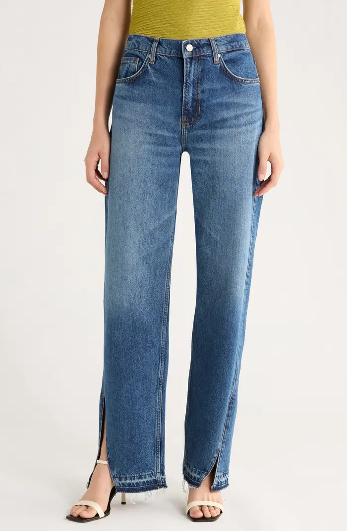 Val '90s High Waist Vented Release Hem Straight Leg Jeans | Nordstrom