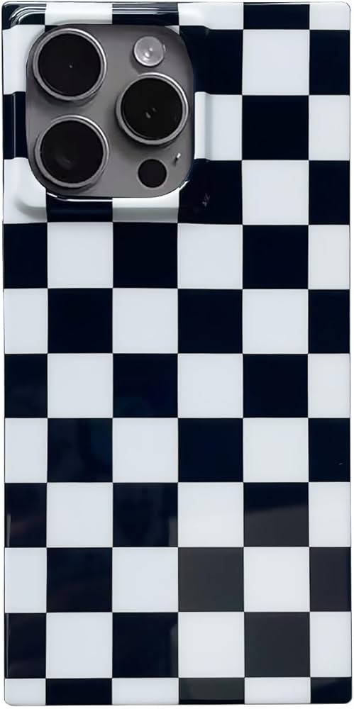 Rectangle Checkered Phone Case for iPhone 15 Pro 2023 Black White Grids Plaid Checkerboard Slim S... | Amazon (US)