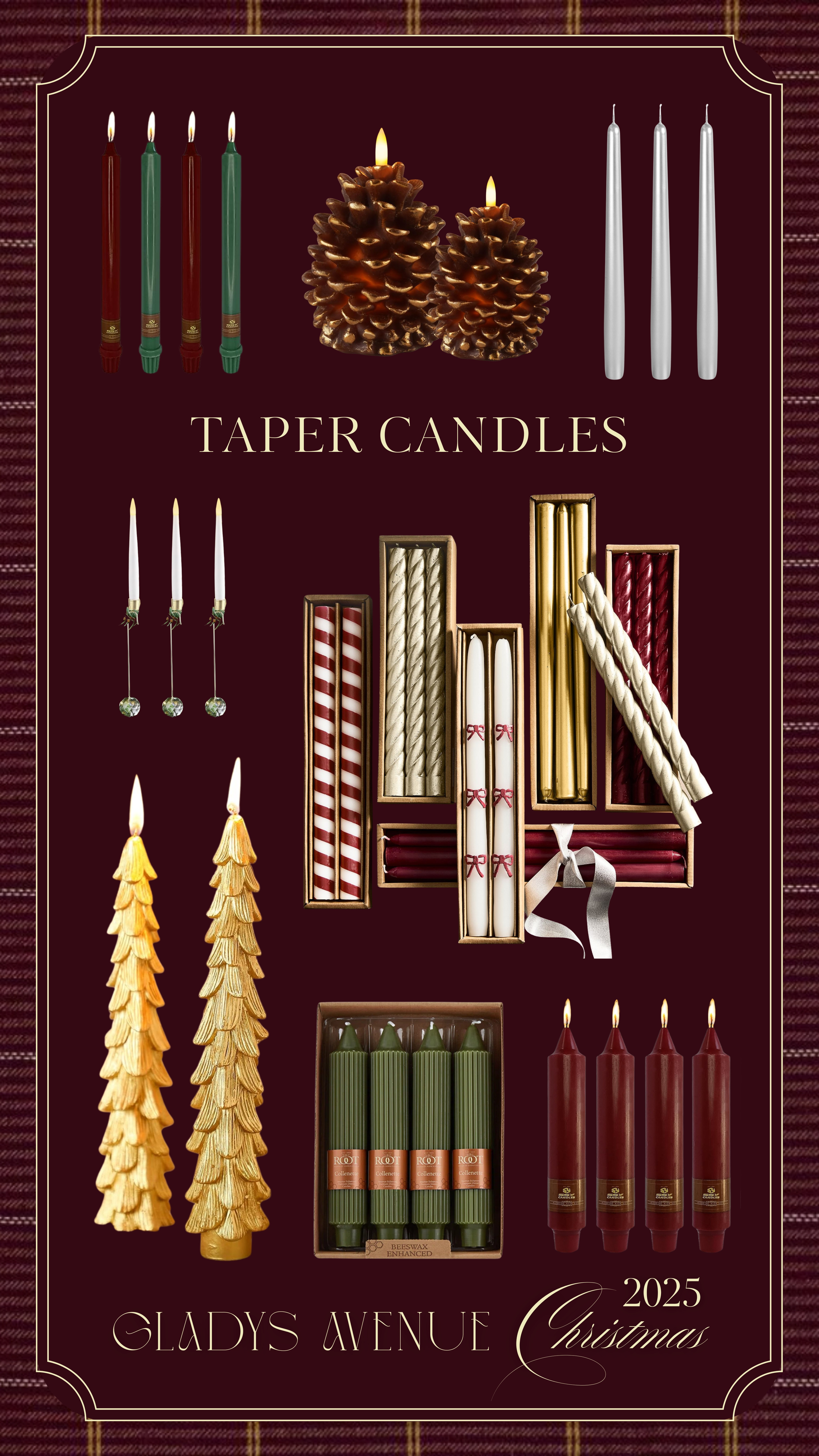 Festive taper candles for a warm, traditional Christmas. From classic beeswax and twisted tapers to sculptural pinecone and tree designs, these elegant picks add a touch of English country charm to every table, mantel, and holiday moment. 

 

#LTKHoliday #LTKSeasonal #LTKHome