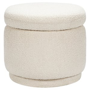 Namesake Enoki Modern Fabric Storage Ottoman in White Boucle | Homesquare